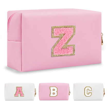 ChaoGreat Personalized Initial Makeup Bag Z front view in pink