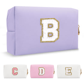 ChaoGreat Personalized Makeup Bag in Purple with Initial B front view