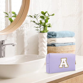 ChaoGreat Personalized Makeup Bag in purple with initials