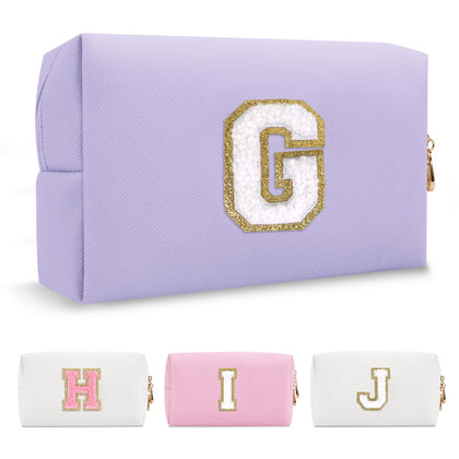 ChaoGreat Personalized Makeup Bag Initial A-Z front view purple