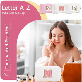 ChaoGreat Personalized Makeup Bag Initial M detail of chenille patch