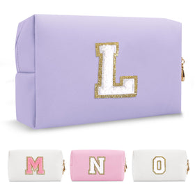 ChaoGreat personalized makeup bag purple with glittering initials