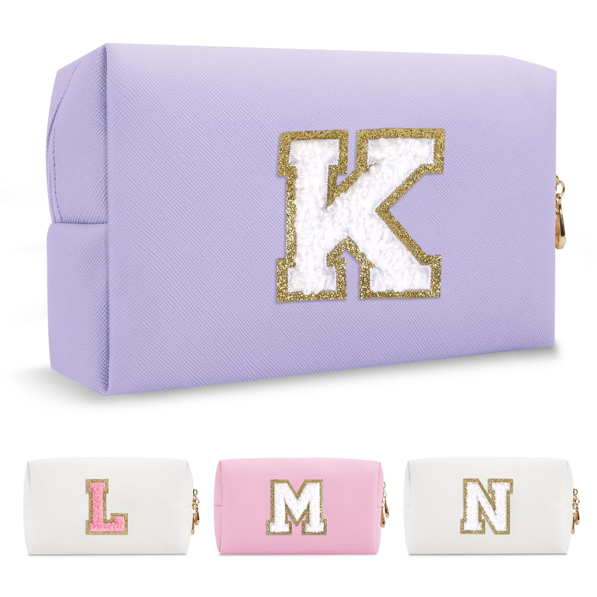 ChaoGreat personalized makeup bag purple with initial K front view