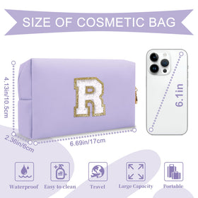 ChaoGreat Personalized Makeup Bag showing golden glittering chenille patch