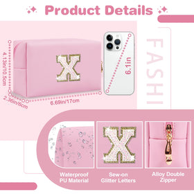 ChaoGreat personalized makeup bag with A-Z letter patch