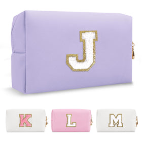 ChaoGreat Personalized Makeup Bag with Initial J in purple