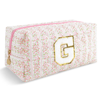 ChaoGreat Personalized Quilted Cosmetic Bag front view in pink