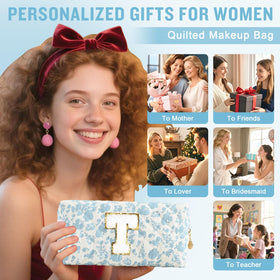 ChaoGreat Personalized Quilted Cosmetic Bag open showing spacious interior