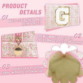 ChaoGreat Personalized Quilted Cosmetic Bag opened with makeup products inside
