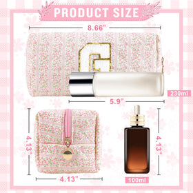 ChaoGreat Personalized Quilted Cosmetic Bag side view showing floral pattern