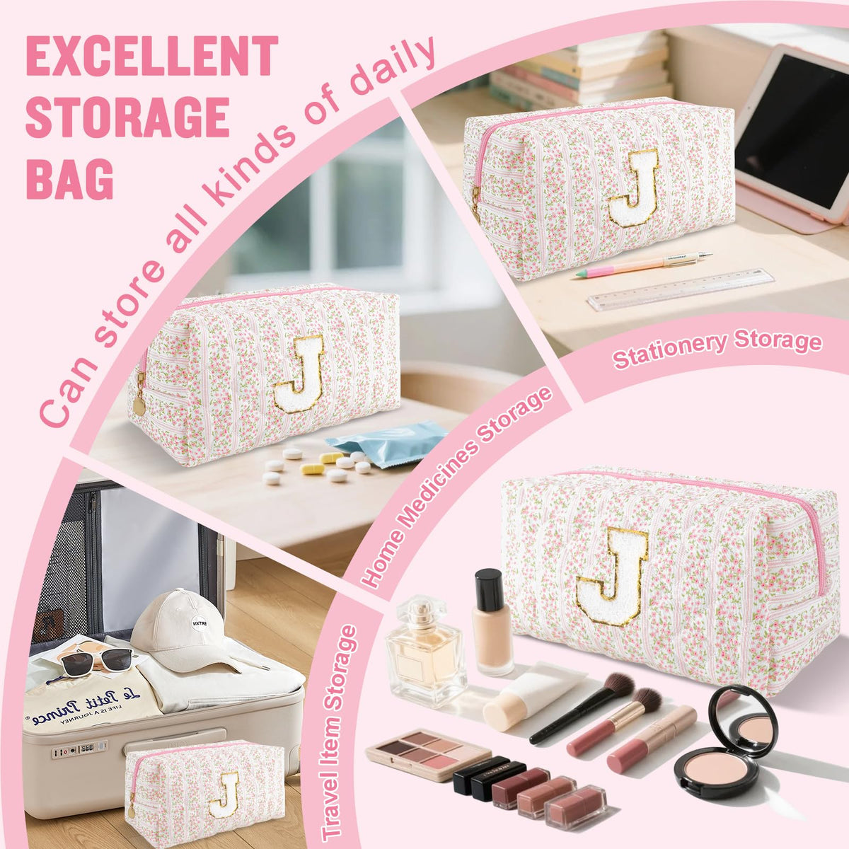 ChaoGreat pink cosmetic bag with zipper detail
