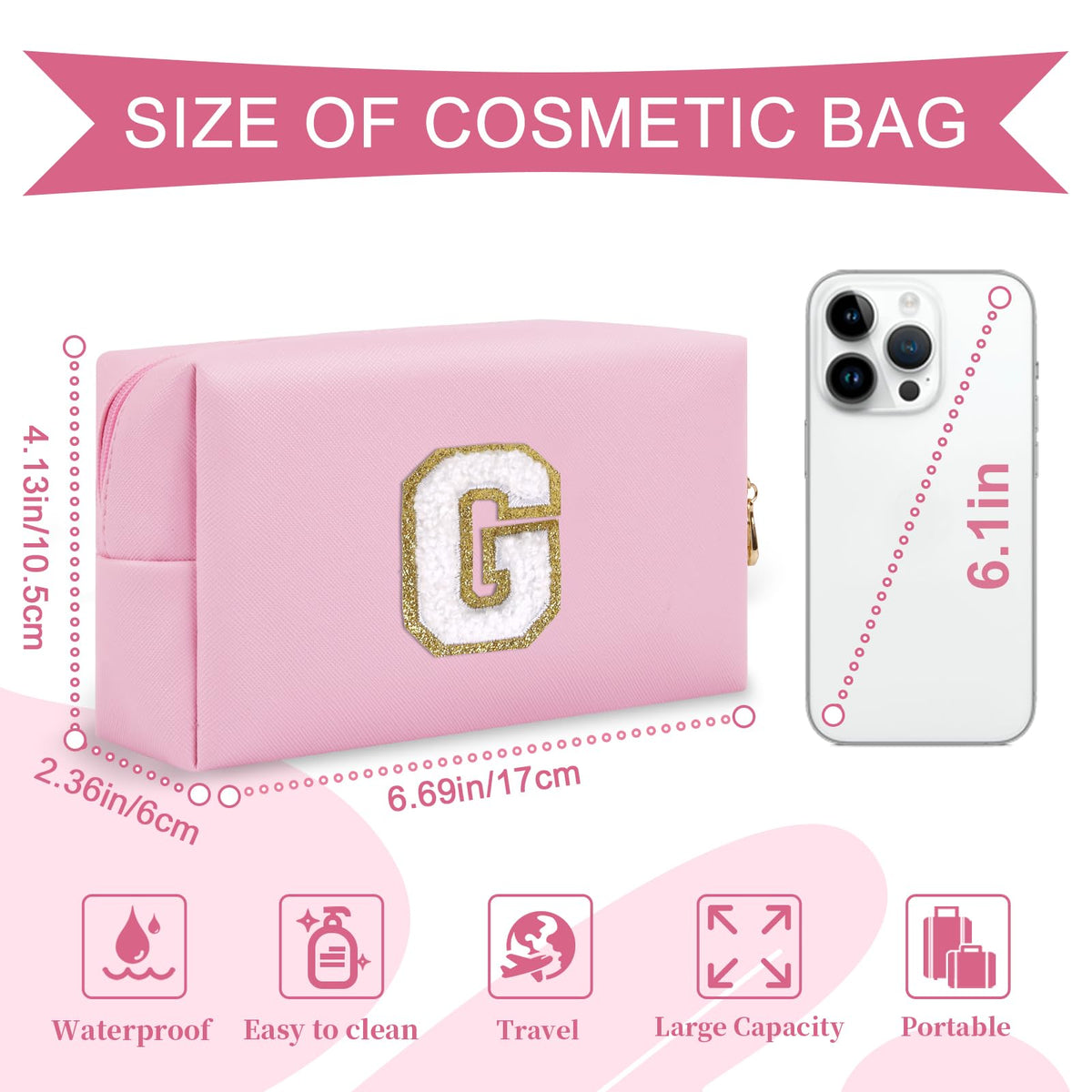 ChaoGreat pink makeup bag open showing spacious interior