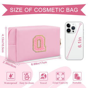 ChaoGreat pink makeup bag side view with zipper