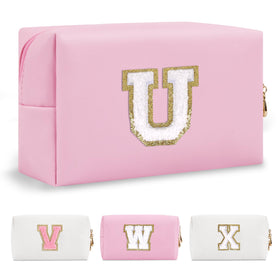 ChaoGreat pink personalised initial A-Z makeup bag front view