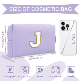 ChaoGreat purple cosmetic bag showing golden glittering chenille patch