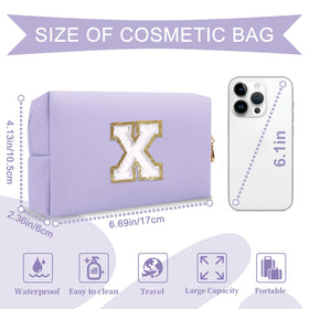 ChaoGreat purple makeup bag side view with golden zipper