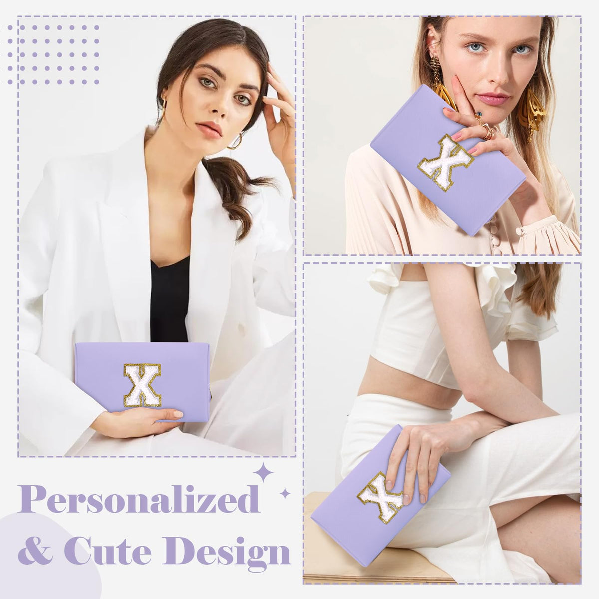 ChaoGreat purple makeup bag with initials on display