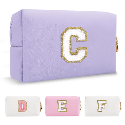 ChaoGreat purple personalised makeup bag with initial A-Z front view
