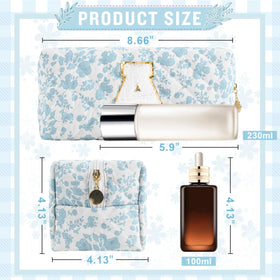 ChaoGreat quilted cosmetic bag blue side view