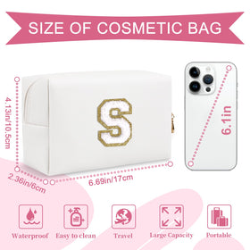 ChaoGreat Small Initial Makeup Bag side view showing zipper