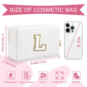 ChaoGreat Small Initial Makeup Bag side view showing zipper