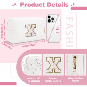 ChaoGreat Small Initial Makeup Bag side view showing zipper