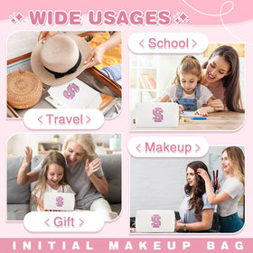 ChaoGreat Small Initial Patch Makeup Bag lifestyle scene with accessories