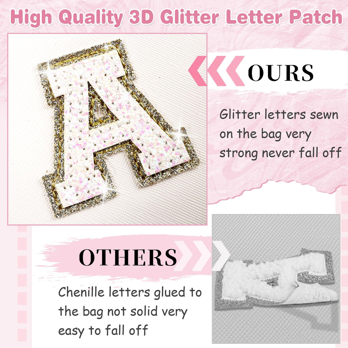 ChaoGreat Small Initial Patch Makeup Bag open with cosmetics inside