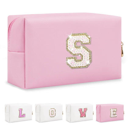 ChaoGreat small personalised initial A-Z glitter makeup bag front view