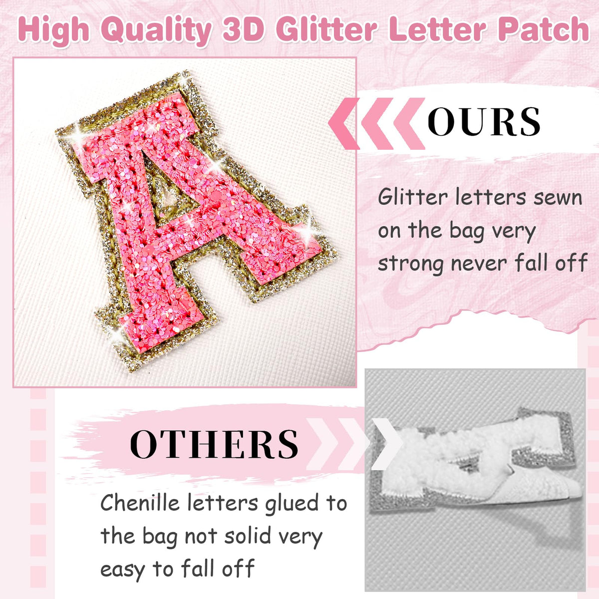 ChaoGreat Small Personalised Initial A-Z Patch Makeup Bag with initials on display