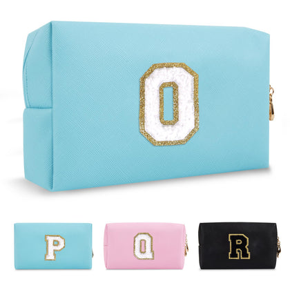 ChaoGreat Small Personalised Initial Makeup Bag in blue with letter O