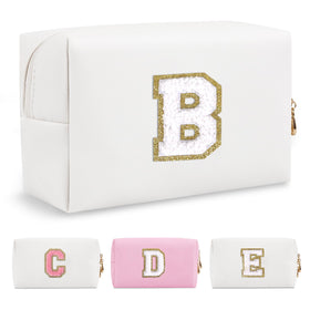 ChaoGreat Small Personalised Initial Makeup Bag in white with letter B