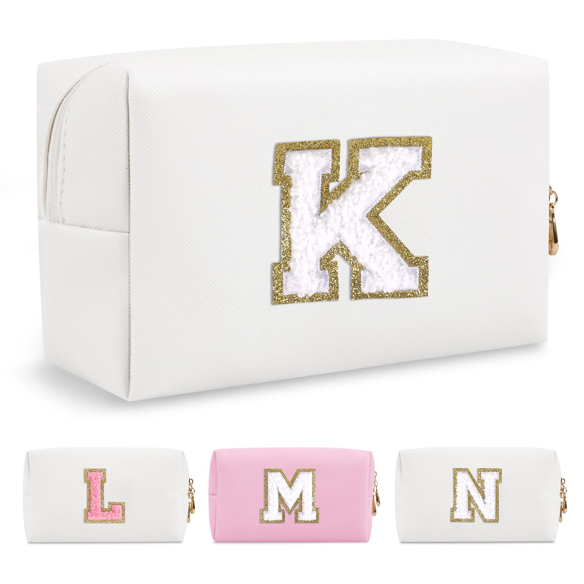 ChaoGreat Small Personalised Initial Makeup Bag K front view