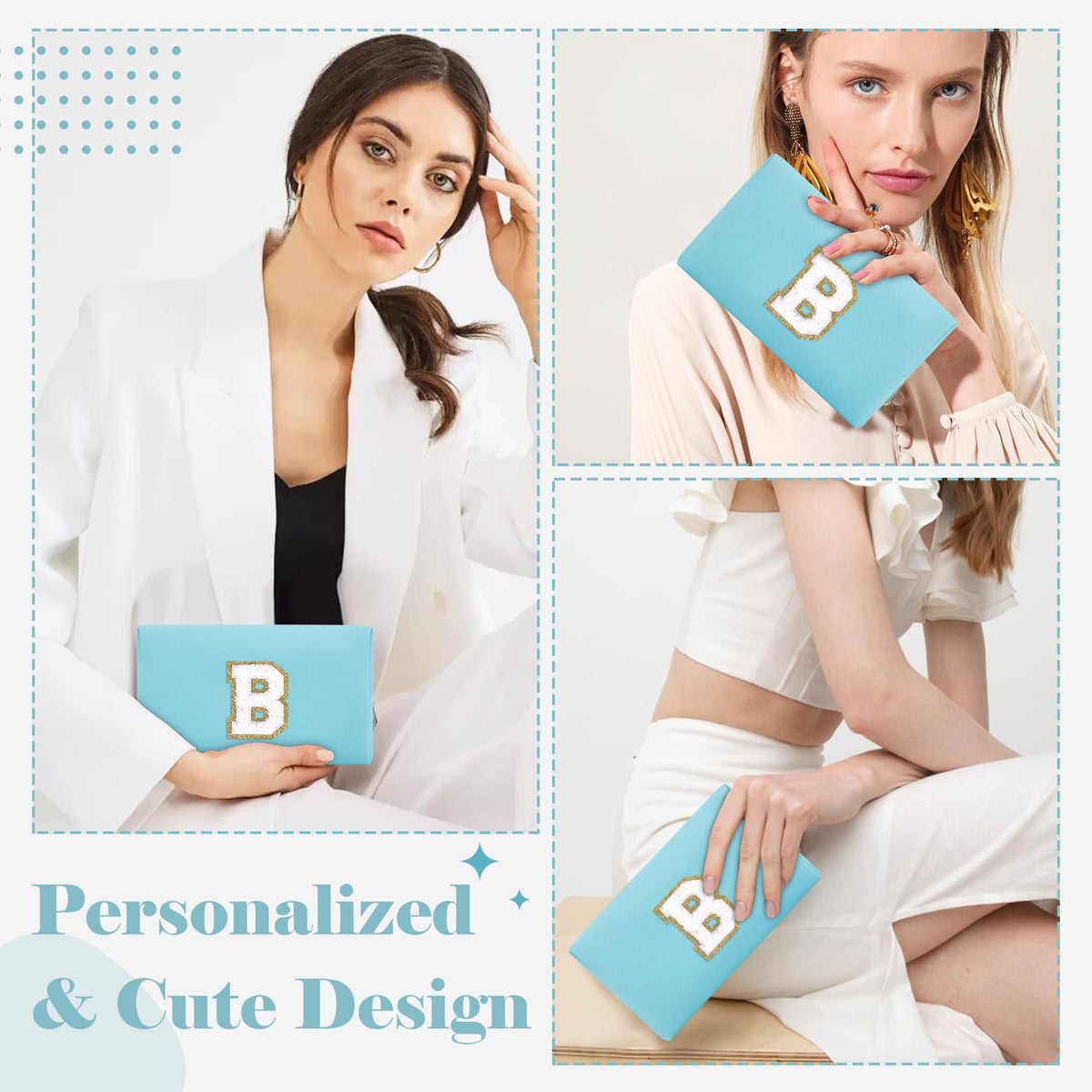 ChaoGreat Small Personalised Initial Makeup Bag open with cosmetics inside