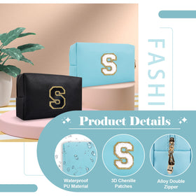 ChaoGreat Small Personalised Initial Makeup Bag opened showing interior space