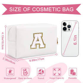 ChaoGreat Small Personalised Initial Makeup Bag side view showing zipper