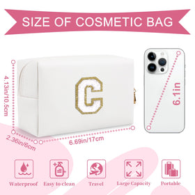 ChaoGreat Small Personalised Initial Makeup Bag side view with letter pattern