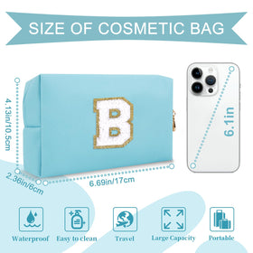 ChaoGreat Small Personalised Initial Makeup Bag with golden chenille patch