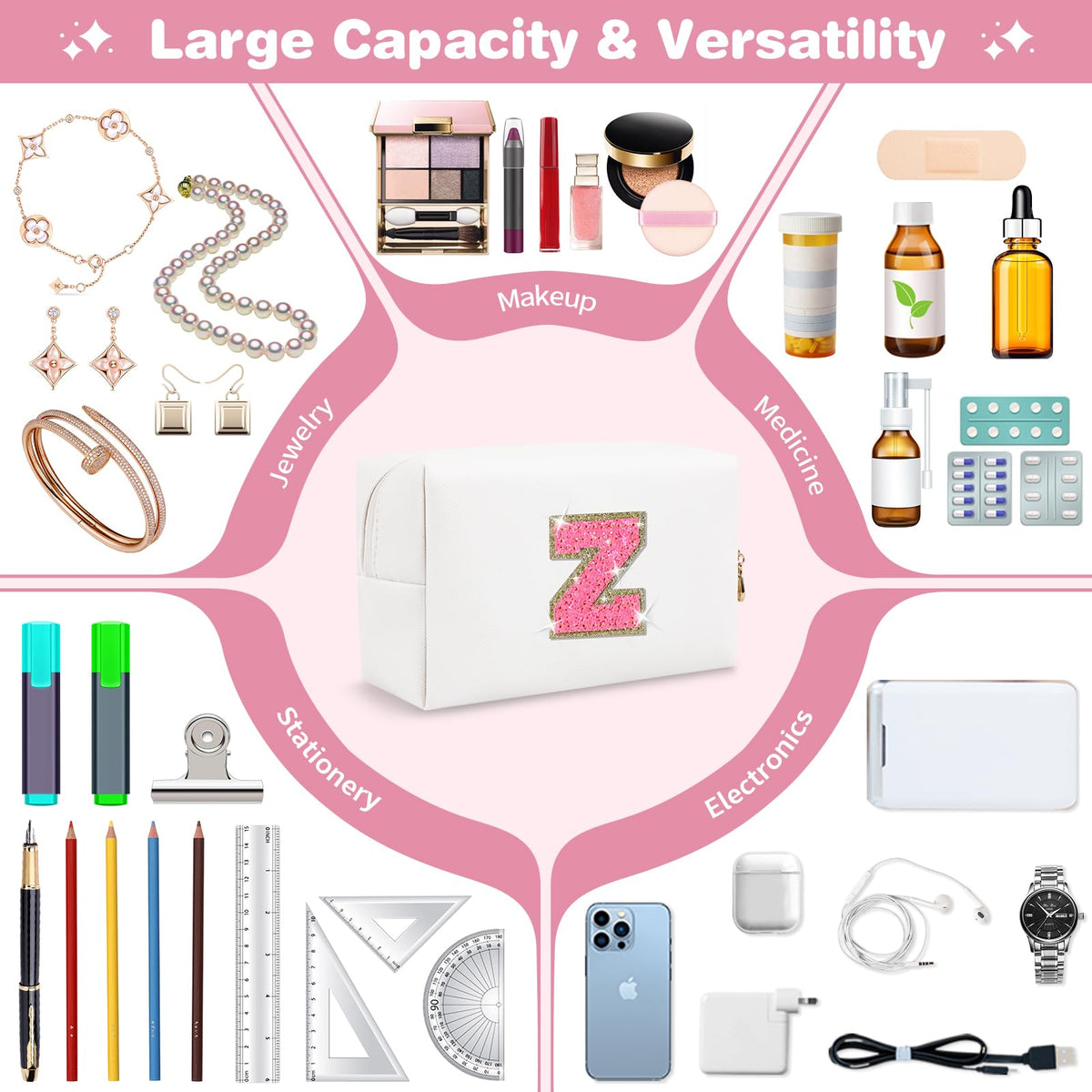 ChaoGreat Small Personalised Initial Patch Makeup Bag packaging