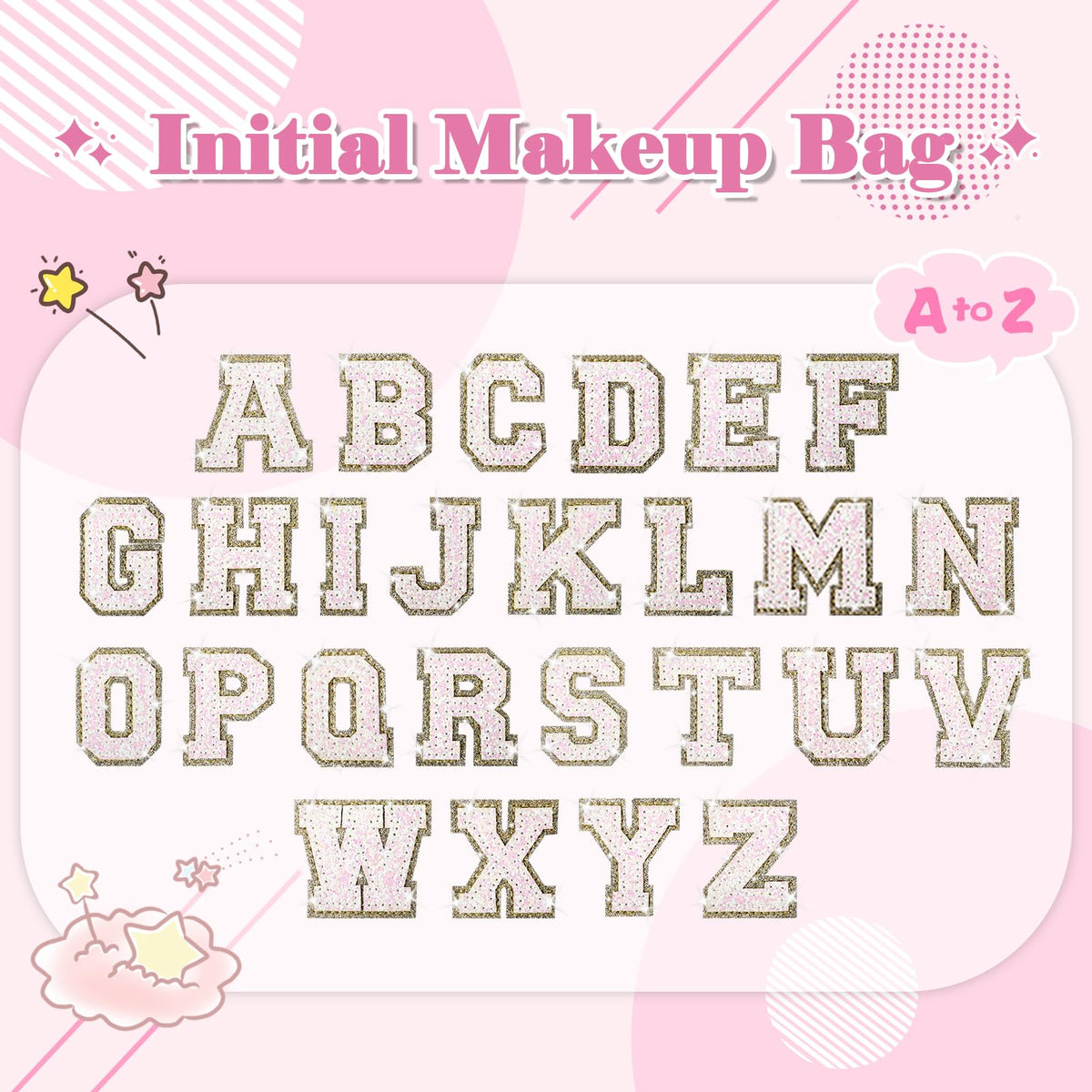 ChaoGreat Small Personalized Initial A-Z Patch Makeup Bag side view