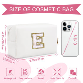 ChaoGreat Small Personalized Initial Makeup Bag side view showing zipper