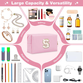 ChaoGreat small pink PU leather makeup bag side view