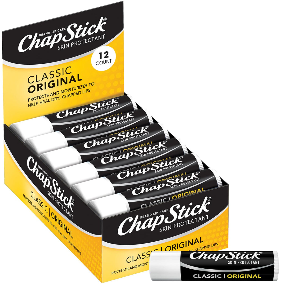 ChapStick Bulk Lip Balm Classic Original 12 tubes front view