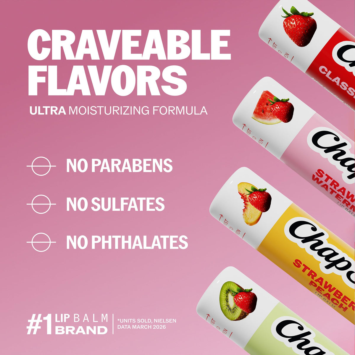 ChapStick Lip Balm Set with a background of summer fruits