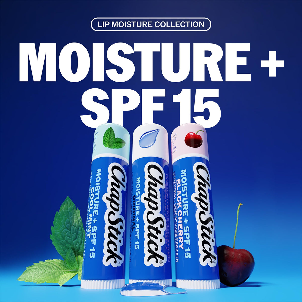 ChapStick Moisture + SPF 15 Lip Balm in a hand outdoors