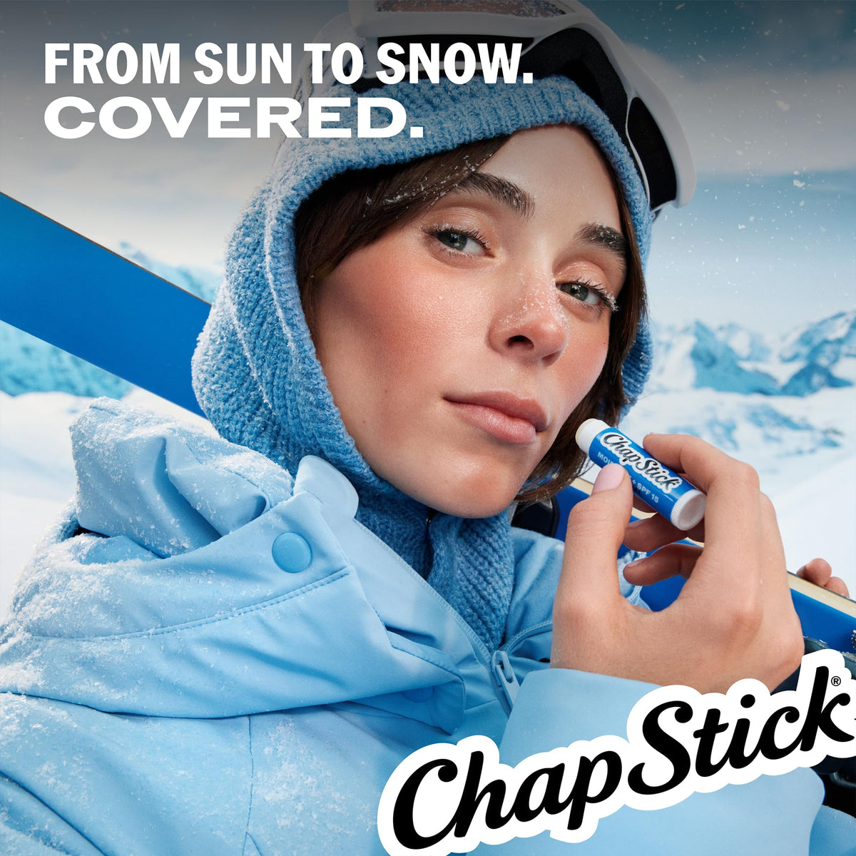 ChapStick Moisture + SPF 15 lip balm outdoors