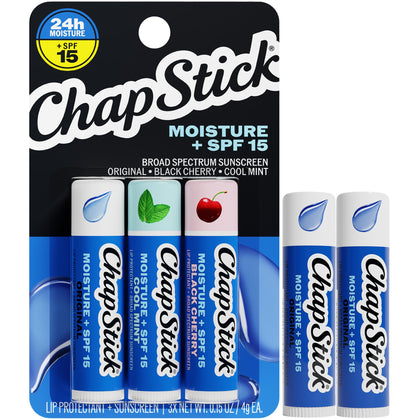 ChapStick Moisture + SPF 15 Lip Balm Variety 5-Pack front view
