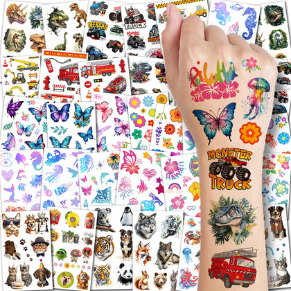 CHARLENT Temporary Tattoos for Kids featuring dinosaur designs