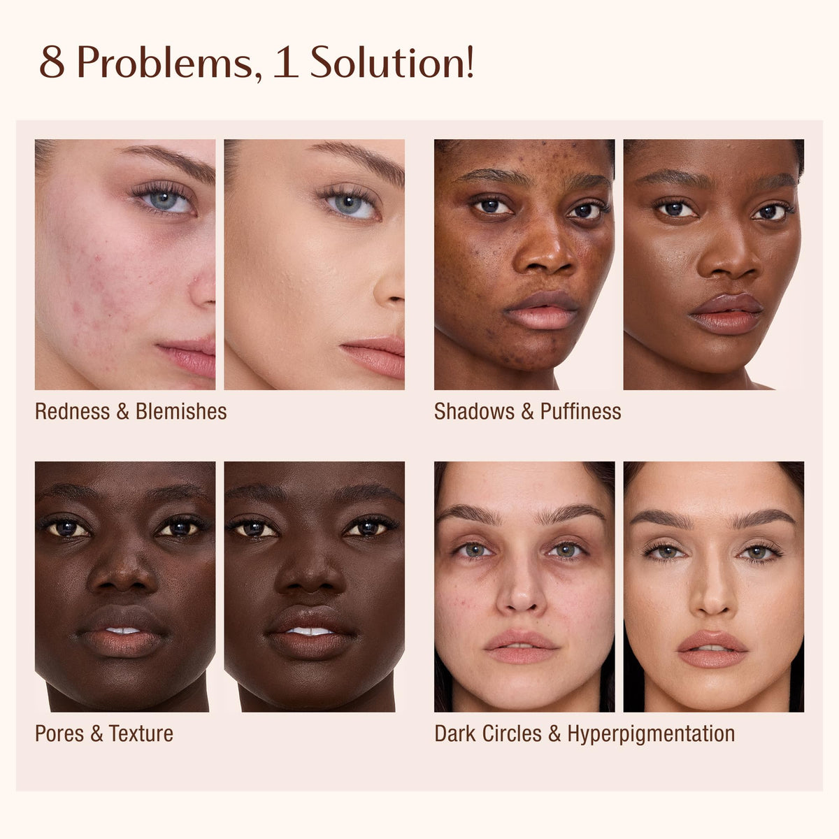 Charlotte Tilbury AIRbrush Flawless Blur Concealer shade range display