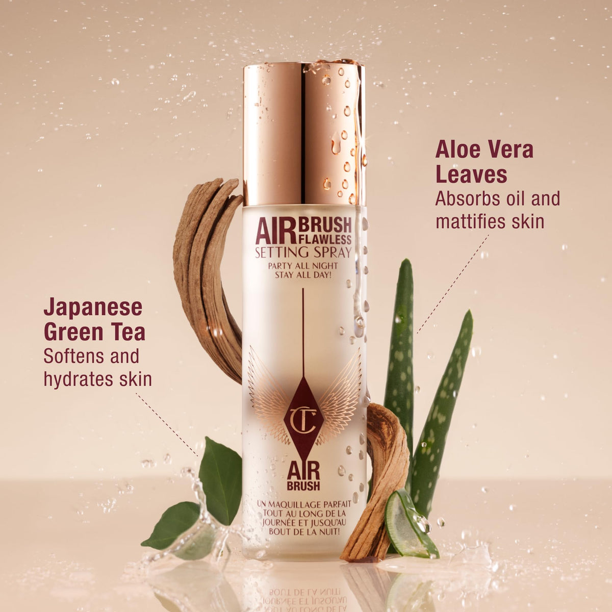 Charlotte Tilbury Airbrush Flawless Setting Spray with makeup products